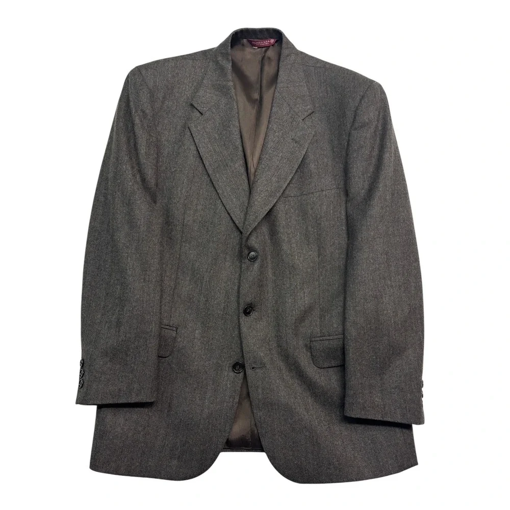 vtg Bernhard Altmann 40R 32x30 Brown Herringbone 2pc Pant Suit Flannel Tweed USA